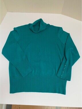 JM Collection Turtle Neck Long Sleeve Sweater Teal Size XL
